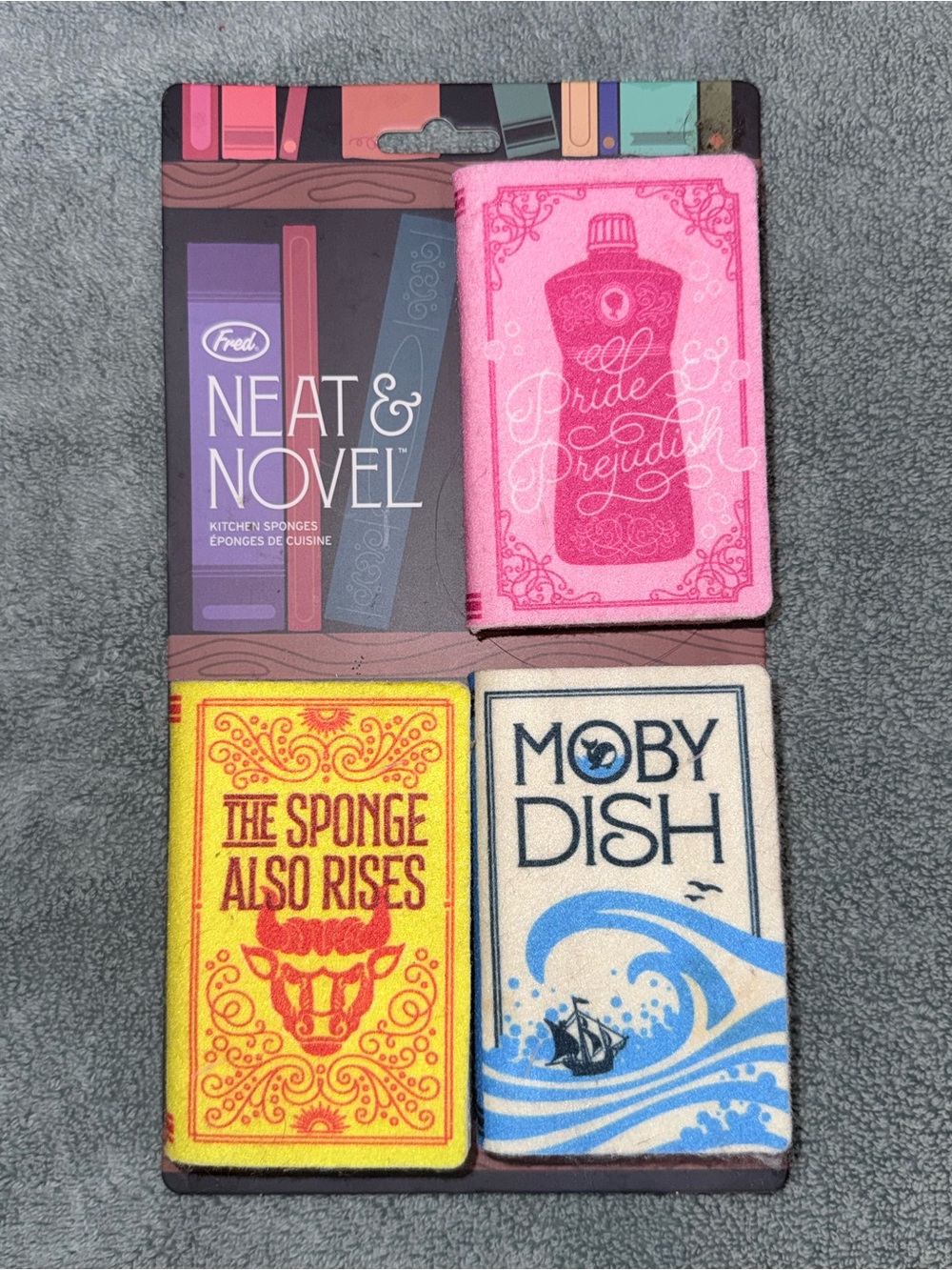 Fred Neat & Novel Kitchen Sponges - 3 Pack Book Themed Moby Dish Pride Prejudish